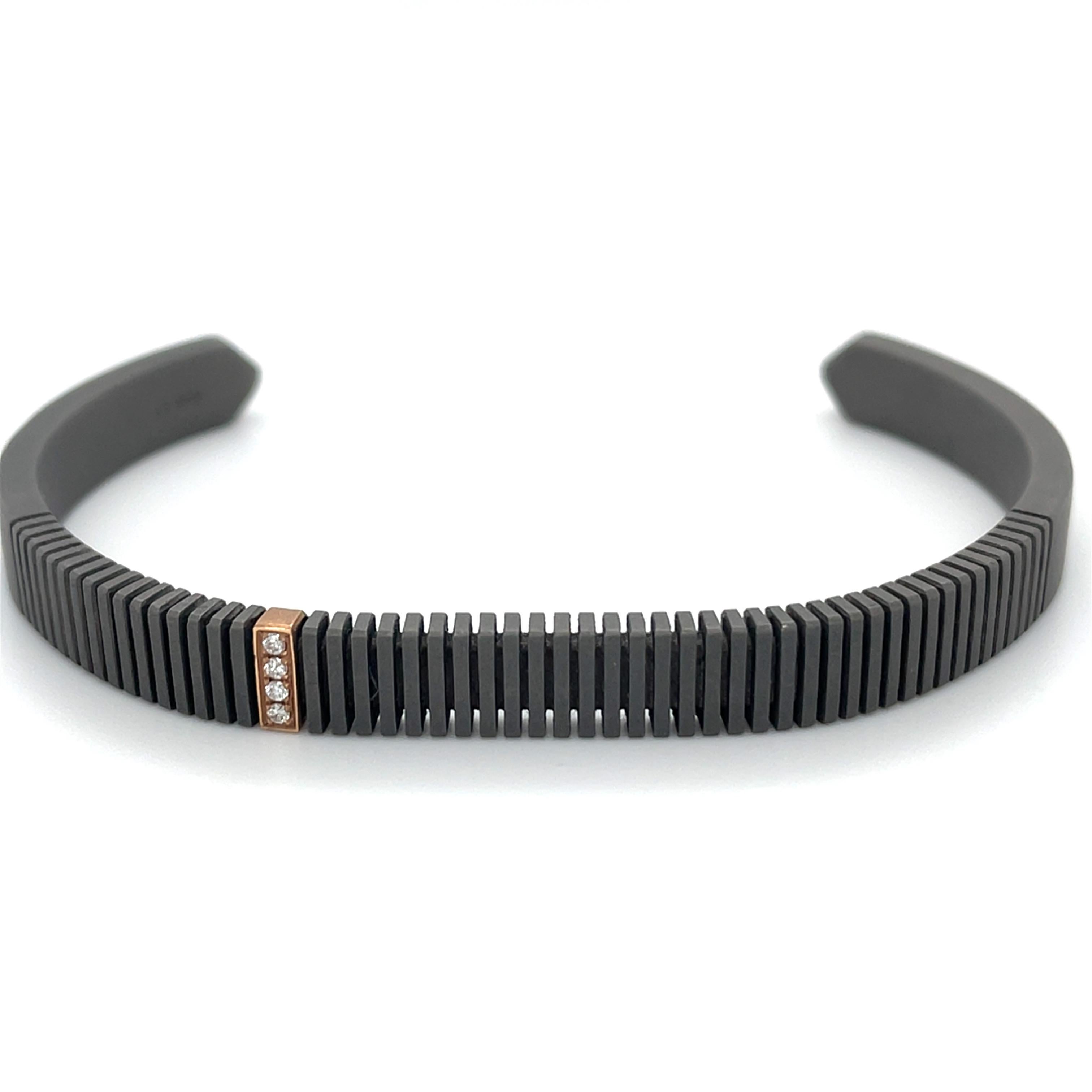 Herren Titan 18 Karat Roségold Armband aus Titan mit runden farblosen Diamanten im Angebot 2