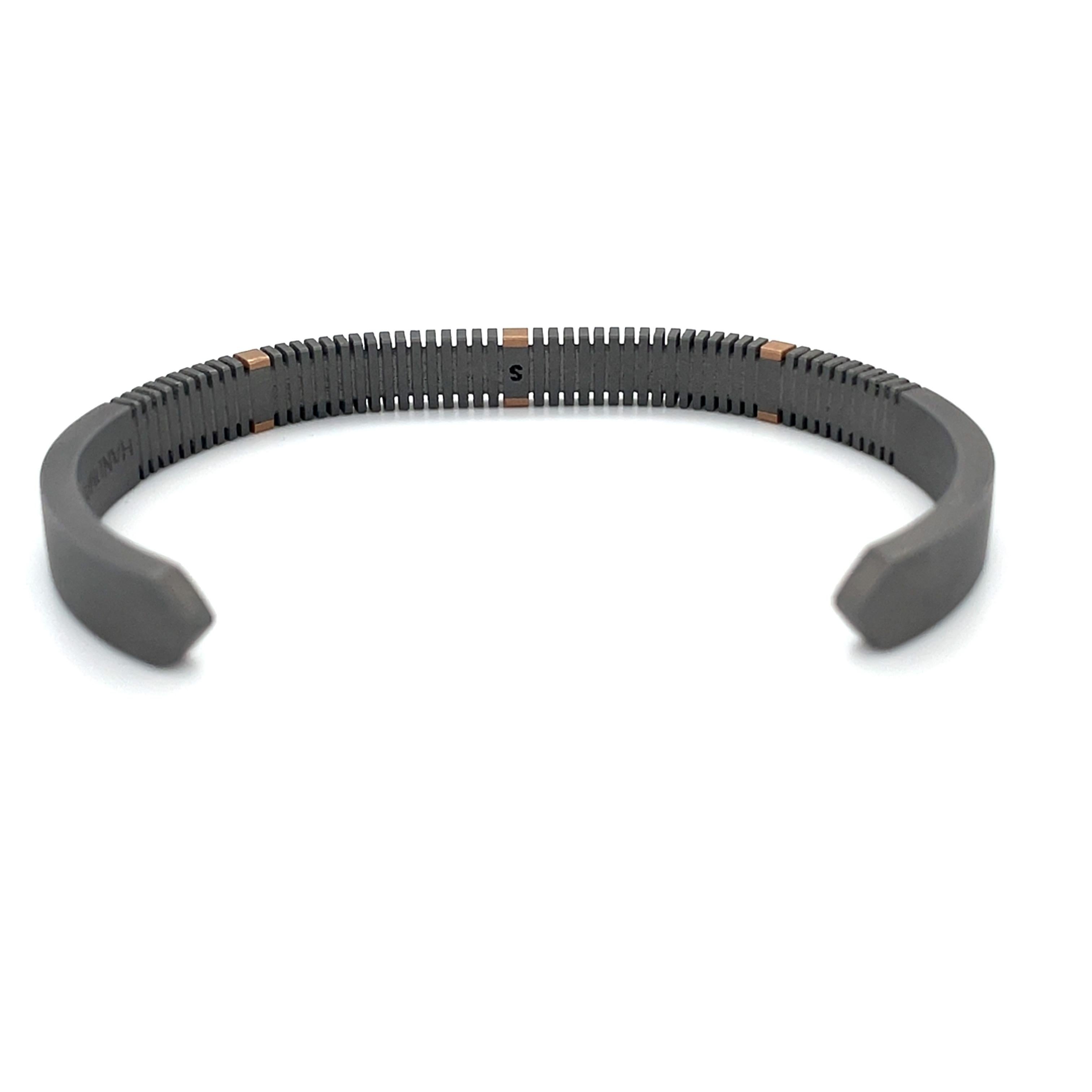 Herren Titan 18 Karat Roségold Armband aus Titan mit runden farblosen Diamanten im Angebot 3
