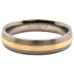 Men
s Titanium and 14 Karat Yellow Gold Band