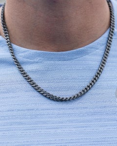 Men's Titanium Black Diamond Chain Necklace