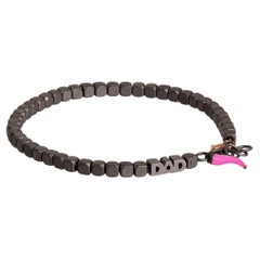 Bracciale da uomo in titanio e oro 9kt, papà in titanio e corno portafortuna fucsia