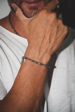 Men's Titanium Bracelet, Cuby Line, Dad in 9KT Red Gold and Yellow Lucky Horn