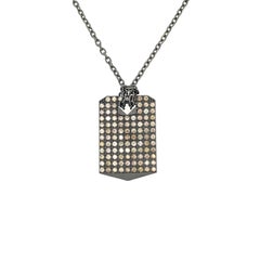 Men's Titanium Brown Diamond Pendant - Personalized Engraving with 3 Initials