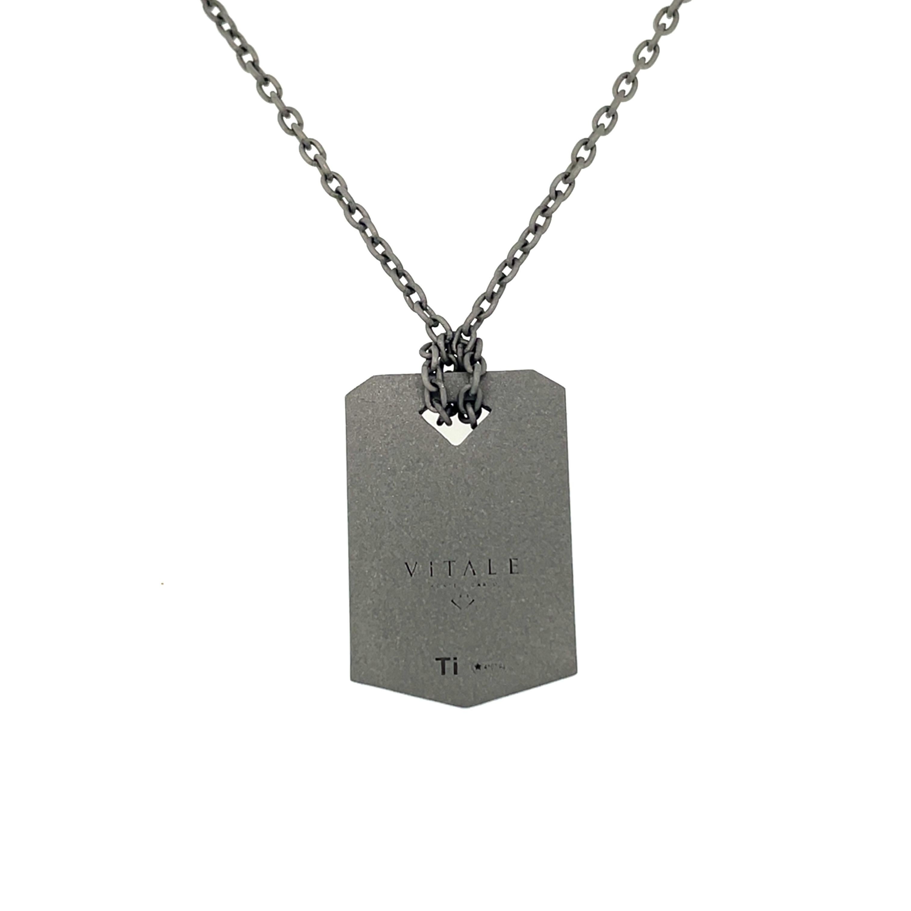 Contemporary Men's Titanium Brown Diamond Pendant - Personalized Engraving with 3 Initials  For Sale