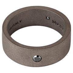 Men's Titanium Flat Band Solitaire with 10-Point Black Diamond