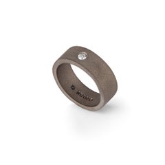 Men's Titanium Flat Band Solitaire with 10-Point White Diamond