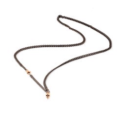 Men's Titanium Necklace, Groumette Line, Skull and Clasp 9KT Red Gold