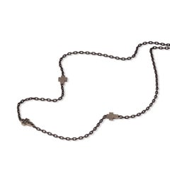 Men's TItanium Necklace with 3 Coresses and Black Diamonds, 9KT Red Gold