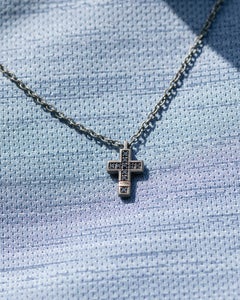 Men's Titanium Rose Gold Black Diamond Cross Pendant