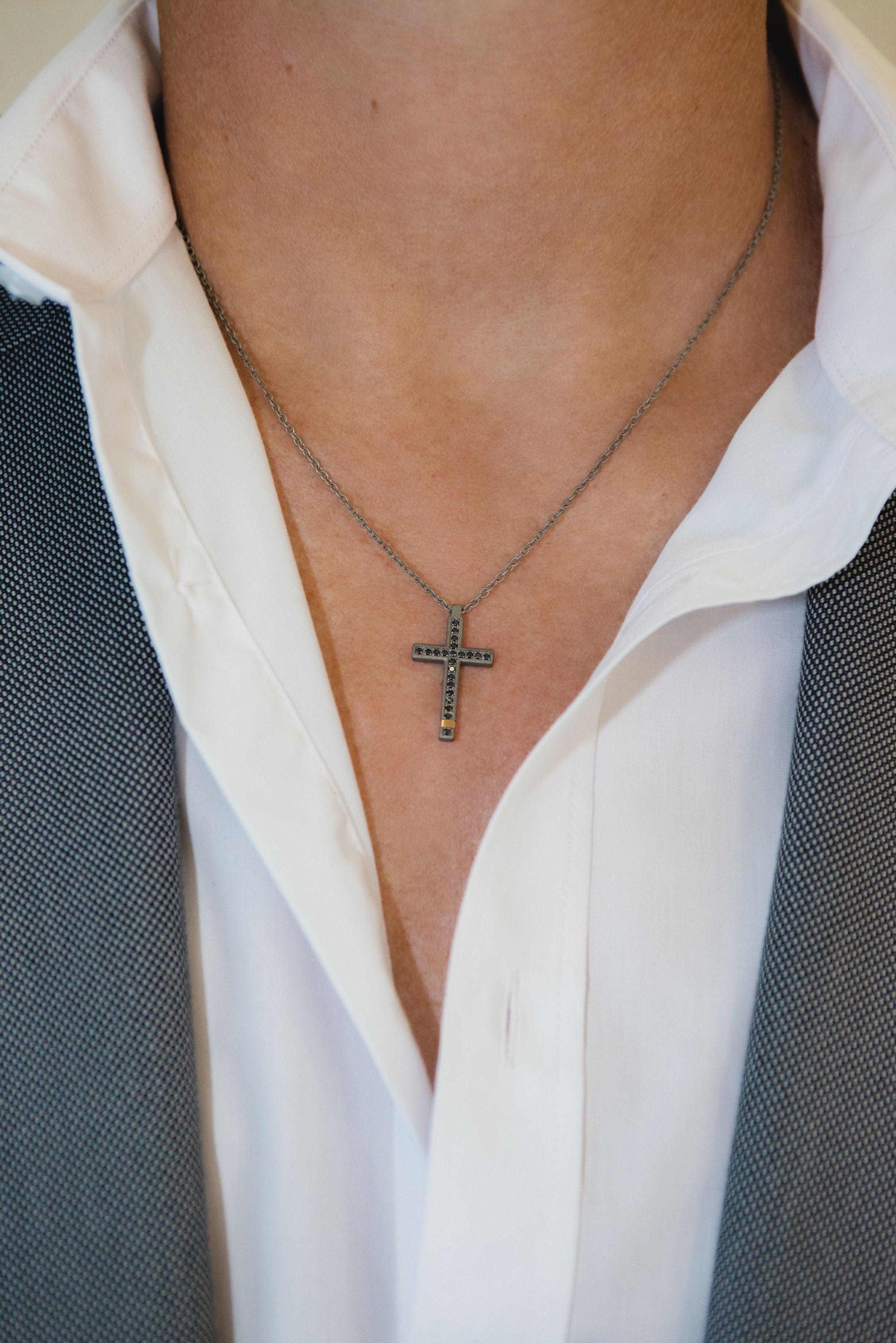 Montana Silversmiths Silver and Black Cross Necklace