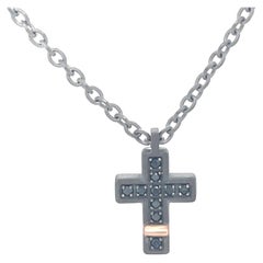 Men's Titanium Rose Gold Black Diamond Cross Pendant