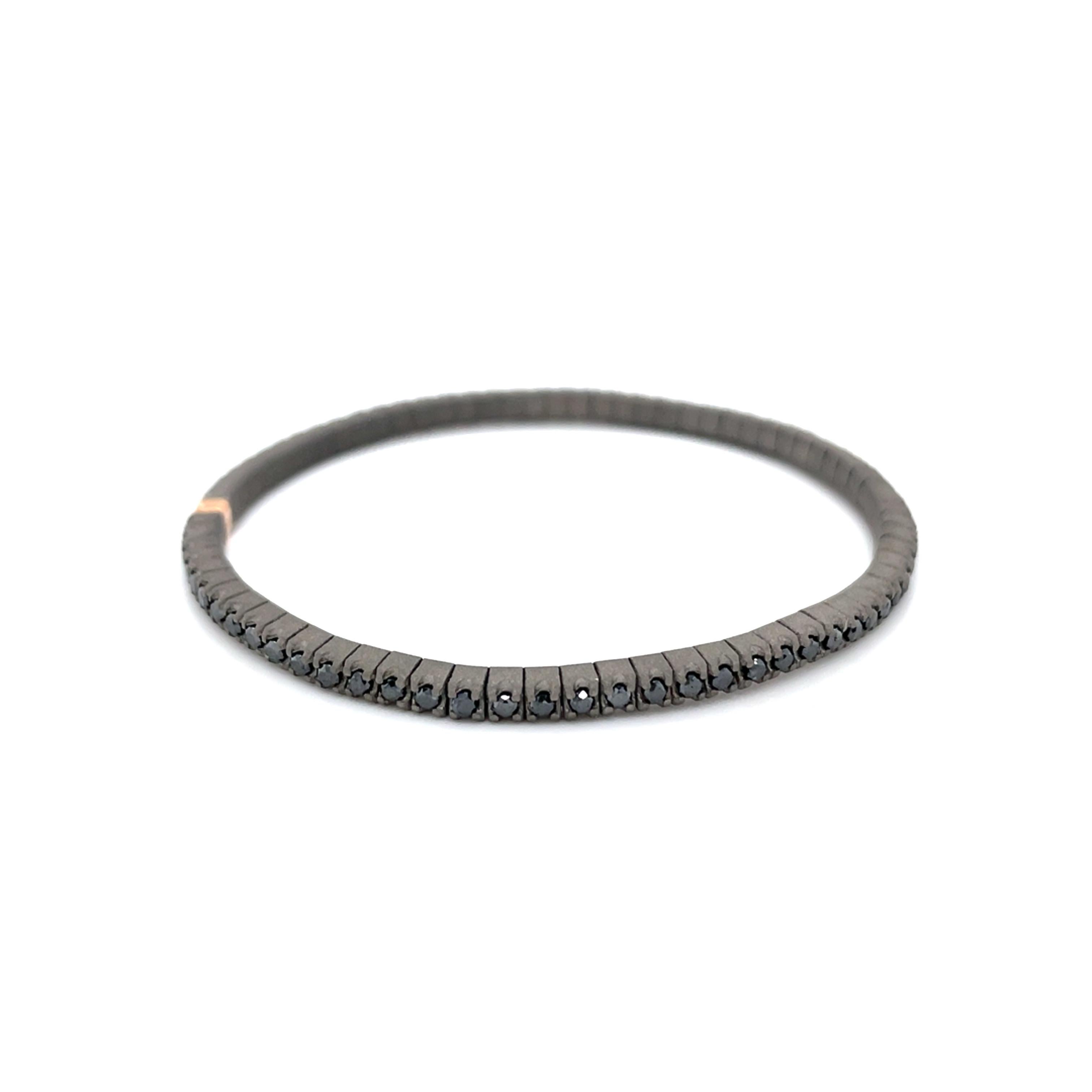 Men's Titanium Rose Gold Black Diamonds Bracelet In New Condition In Monte-Carlo, MC