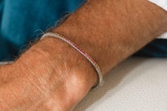 Men's Titanium Rose Gold Multicolor Sapphires Modern Bracelet