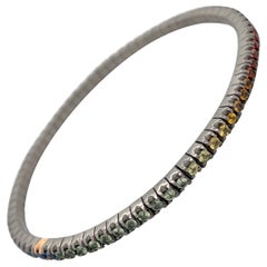 Men's Titanium Rose Gold Multicolor Sapphires Modern Bracelet