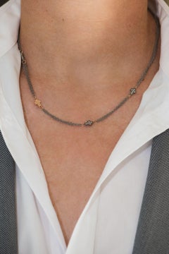 Men's Titanium Rose Gold White Diamond Cross Chain