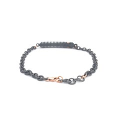 Men's Titanium Rose Gold White Diamonds Bracelet