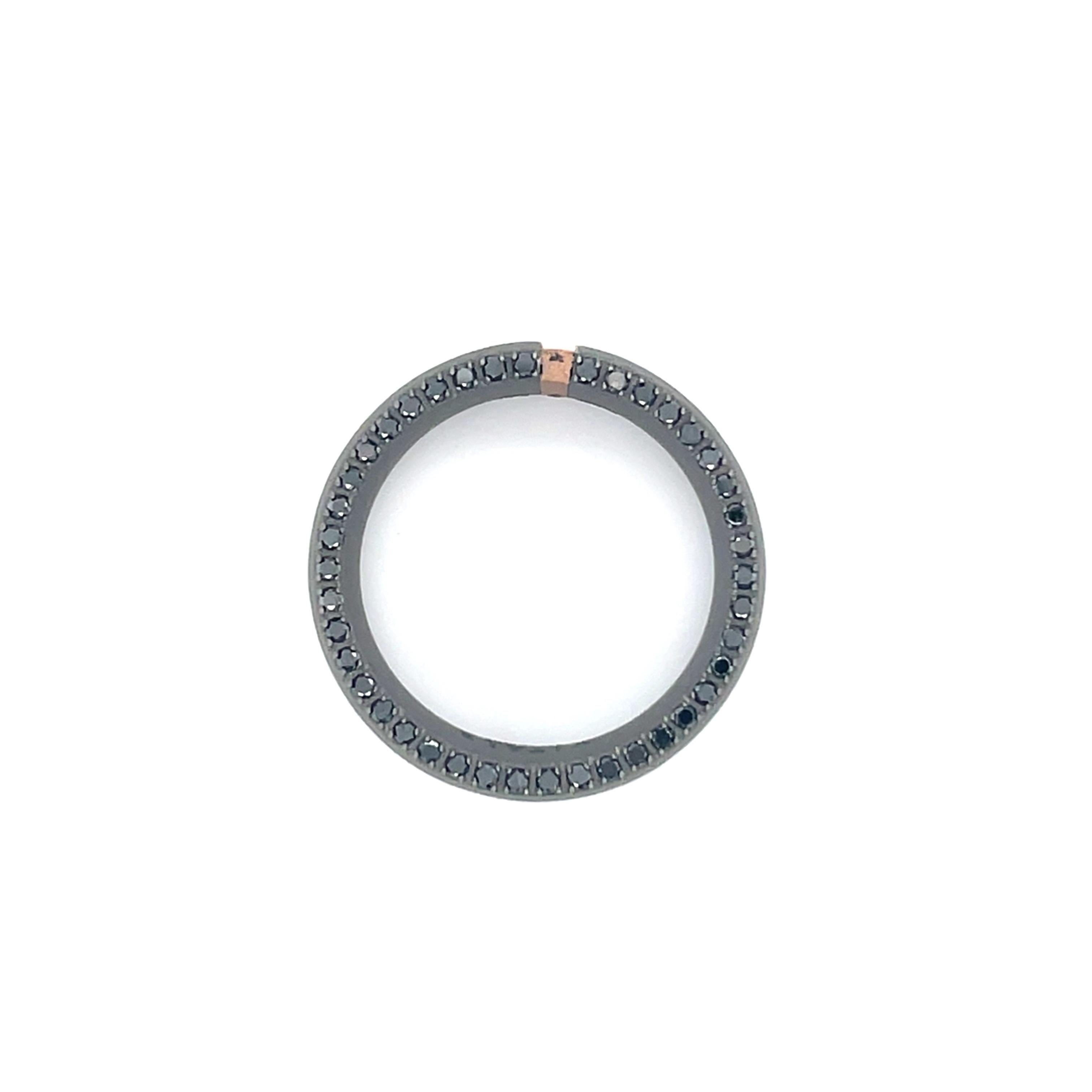 Men's Titanium Round Black Diamond Band Ring For Sale 1