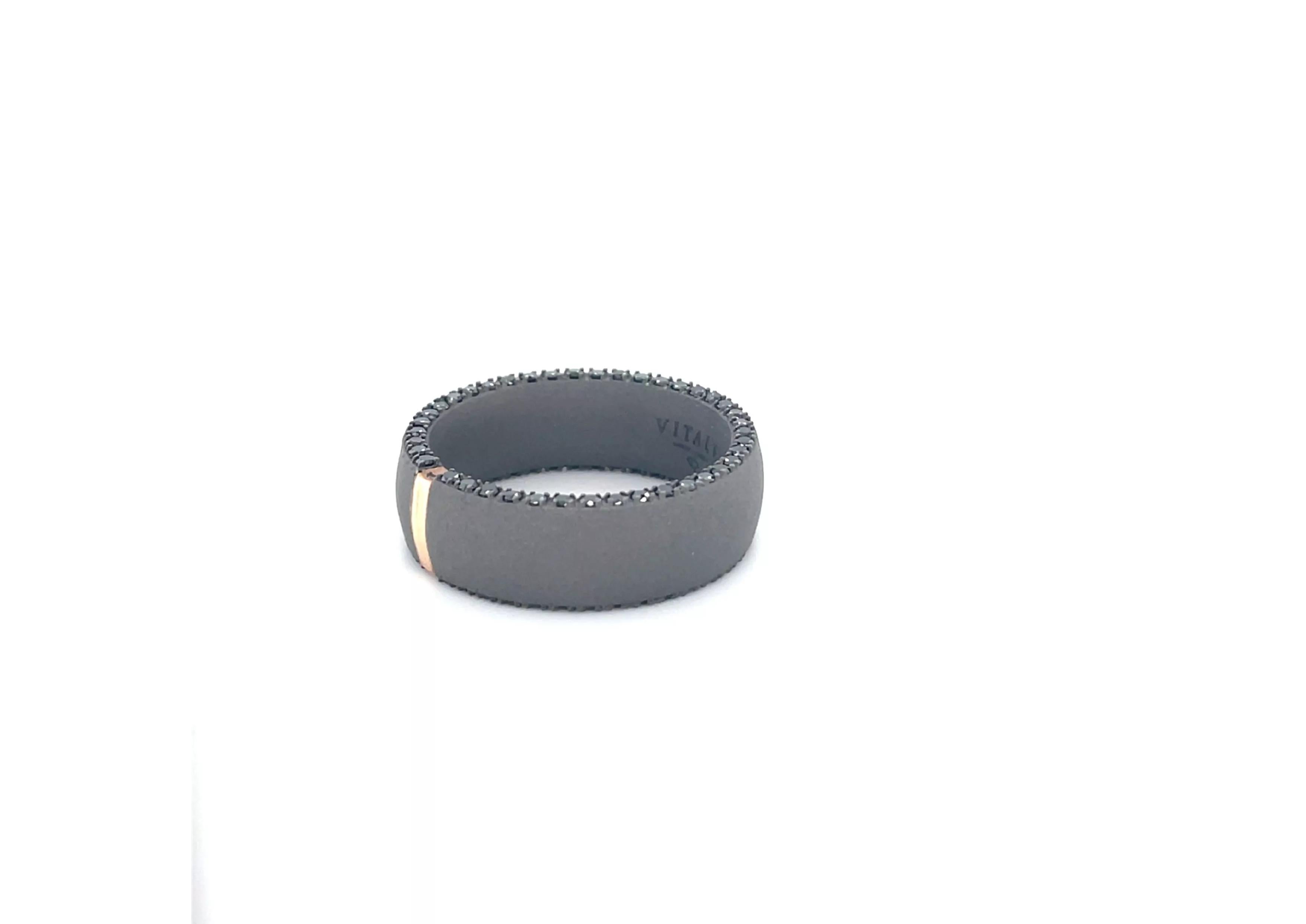 Contemporary Men's Titanium Round Black Diamond Band Ring