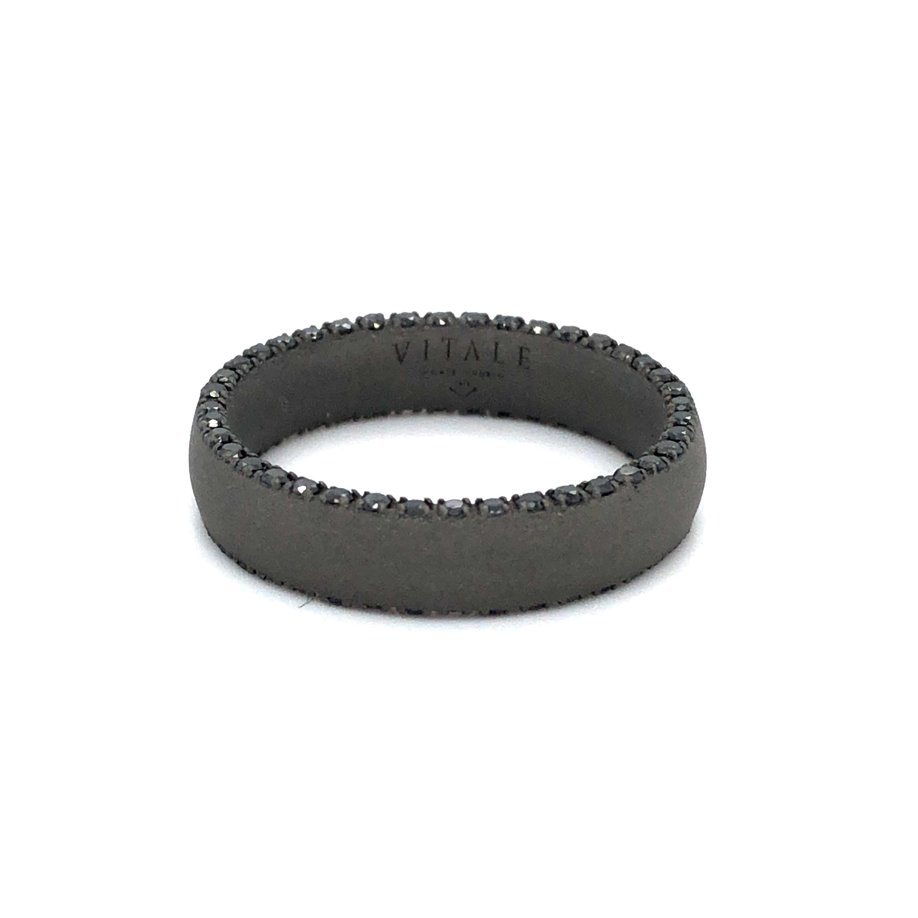Round Cut Men's Titanium Round Black Diamond Band Ring For Sale