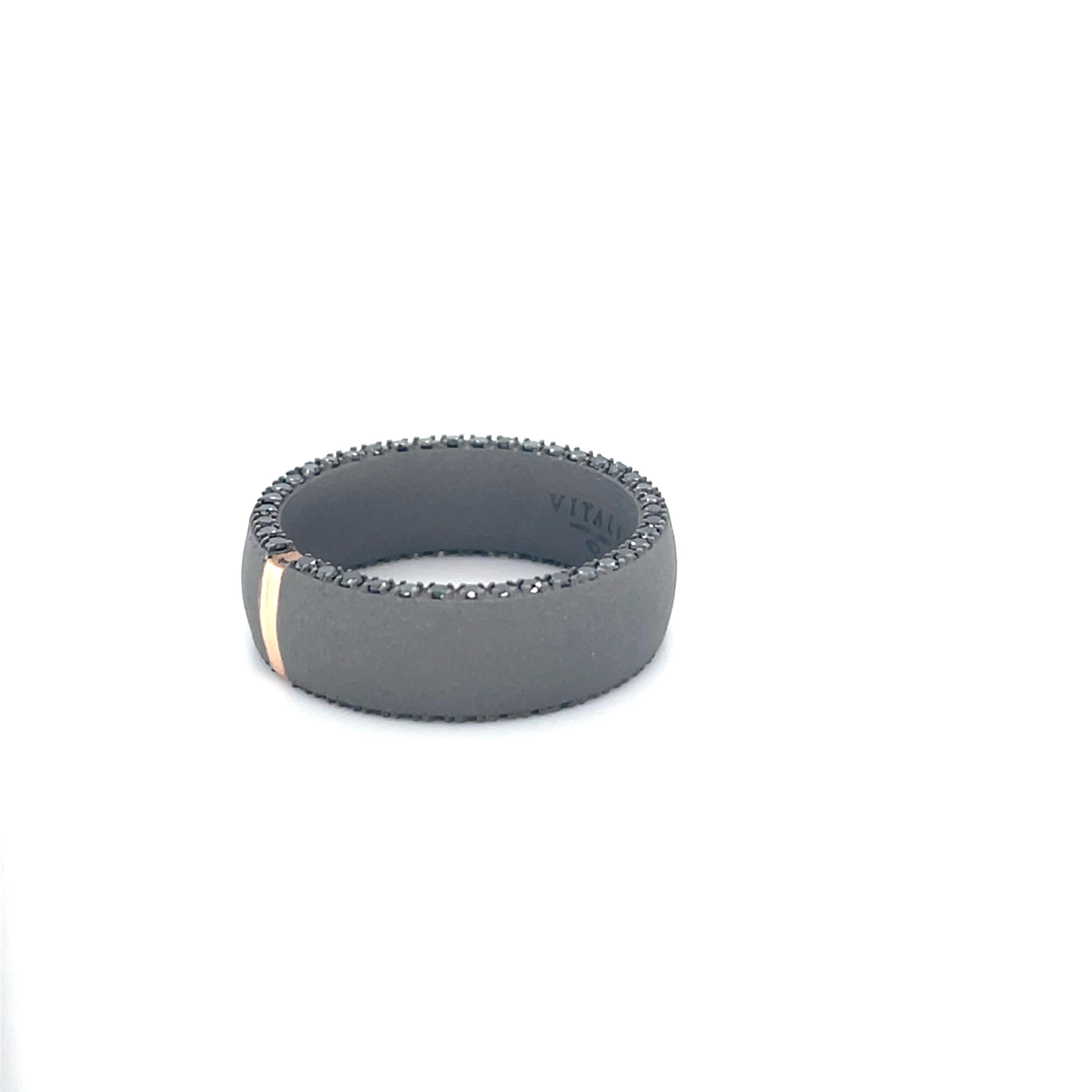 Men's Titanium Round Black Diamond Band Ring For Sale 2