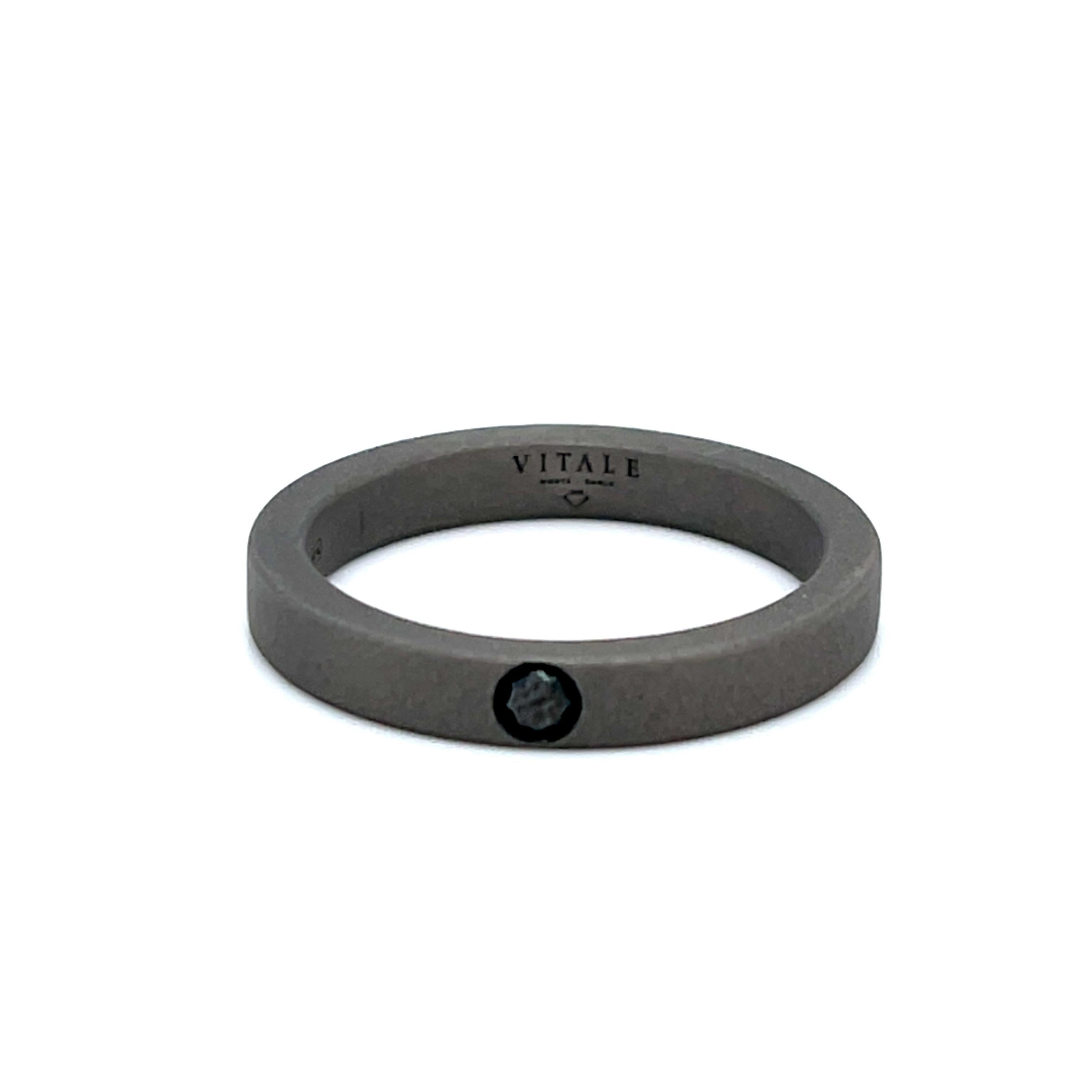 Contemporary Men's Titanium Round Black Diamond Band Ring For Sale