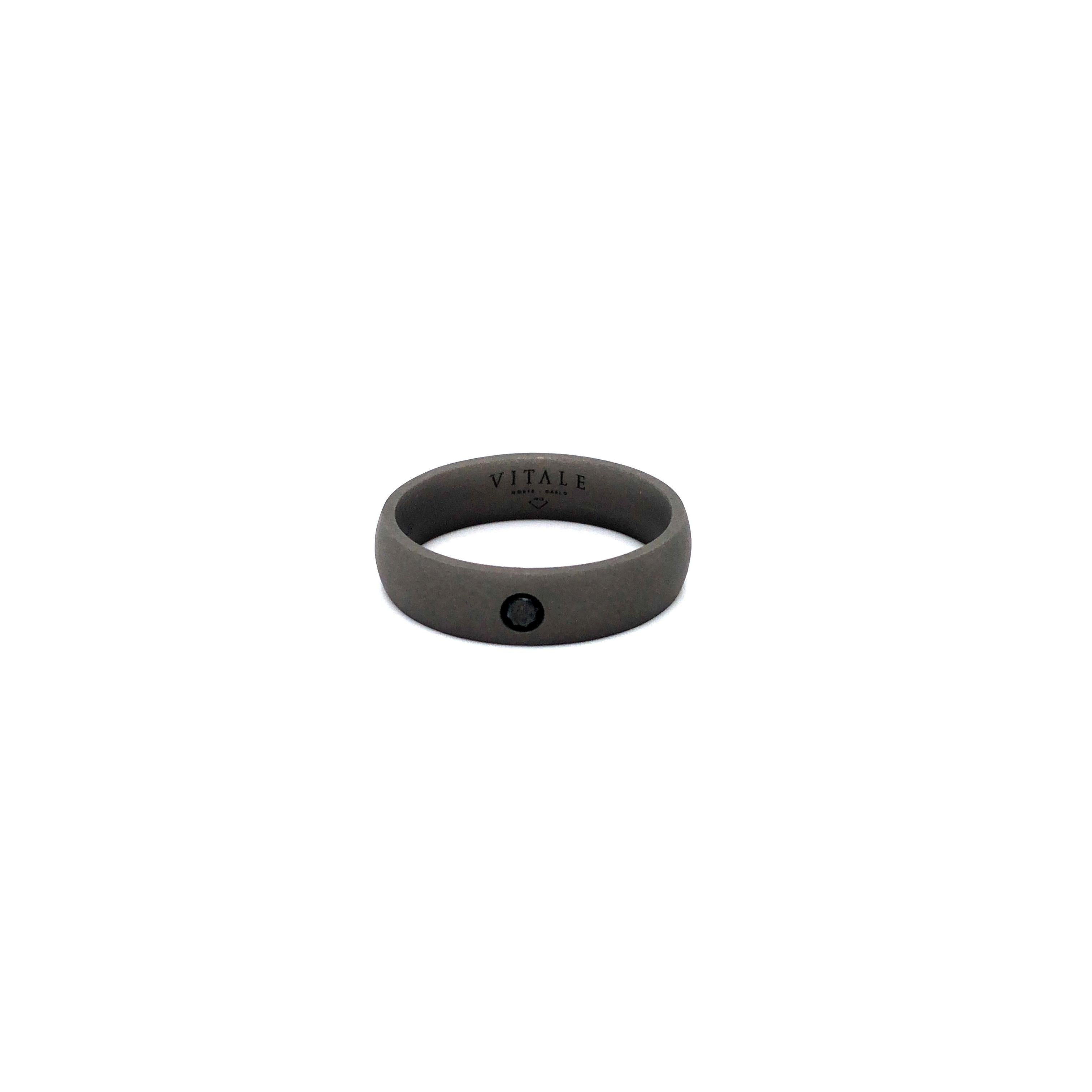 Contemporary Men's Titanium Round Black Diamond Band Ring