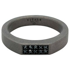 Men's Titanium Round Black Diamond Band Ring
