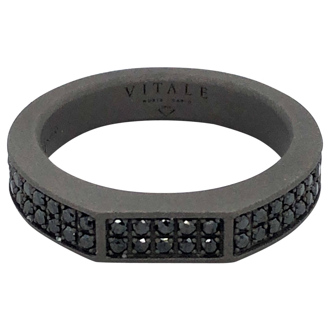 Runder schwarzer Diamantbandring aus Titan für Herren