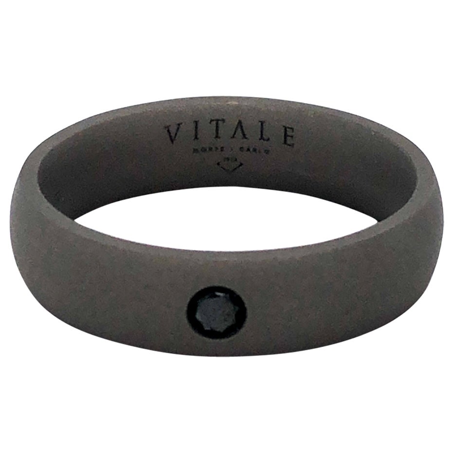 Runder schwarzer Diamantbandring aus Titan für Herren