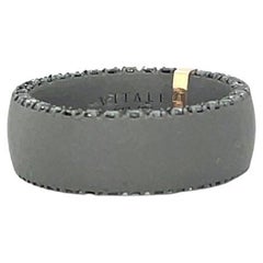 Men's Titanium Round Black Diamond Band Ring