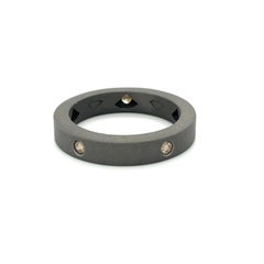 Men's Titanium Round Brown Diamond Band Ring