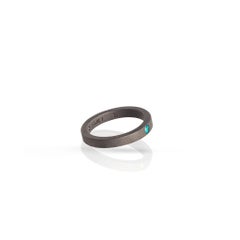 Men's Titanium Solitaire with 10-Point Blue Diamond
