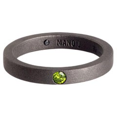 Men's Titanium Solitaire with 10-Point Green Diamond