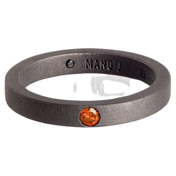 Men's Titanium Solitaire with 10-Point Red Diamond For Sale