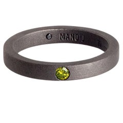 Men's Titanium Solitaire with 10-Point Yellow Diamond