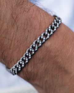 Bracelet pour homme en titane avec chaîne de diamants blancs