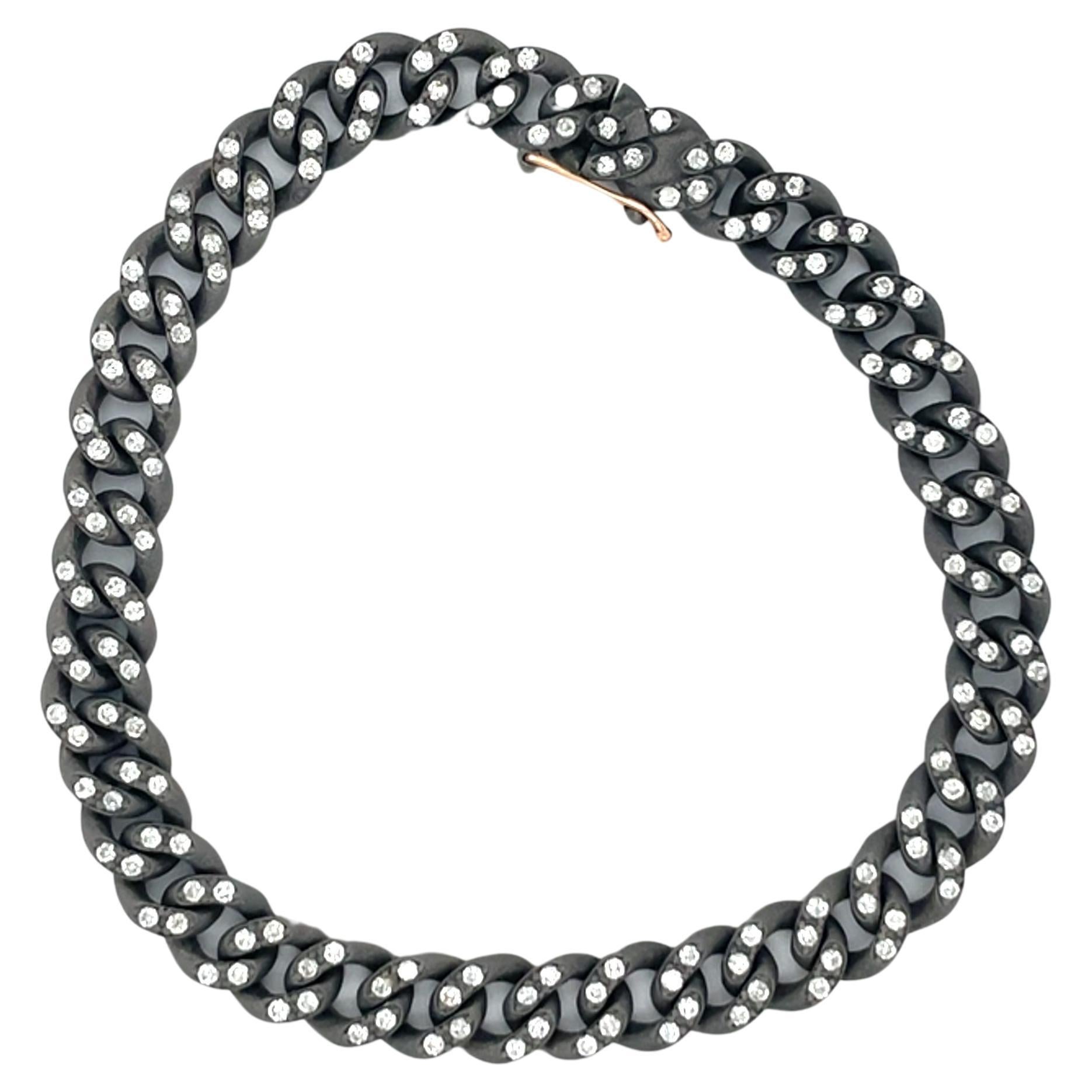 Men's Titanium White Diamond Chain Bracelet For Sale at 1stDibs