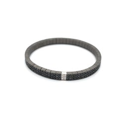 Men's Titanium White Gold Black Diamonds Flexible Bracelet