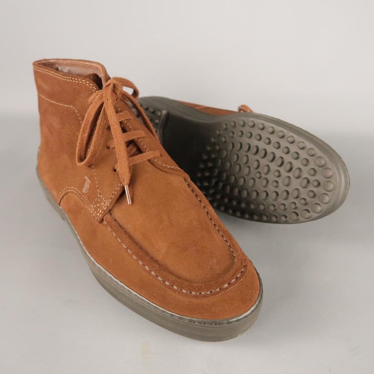 Men's TOD'S Size 7 Brown Suede Vivram Sole Chukka Boots For Sale at 1stdibs