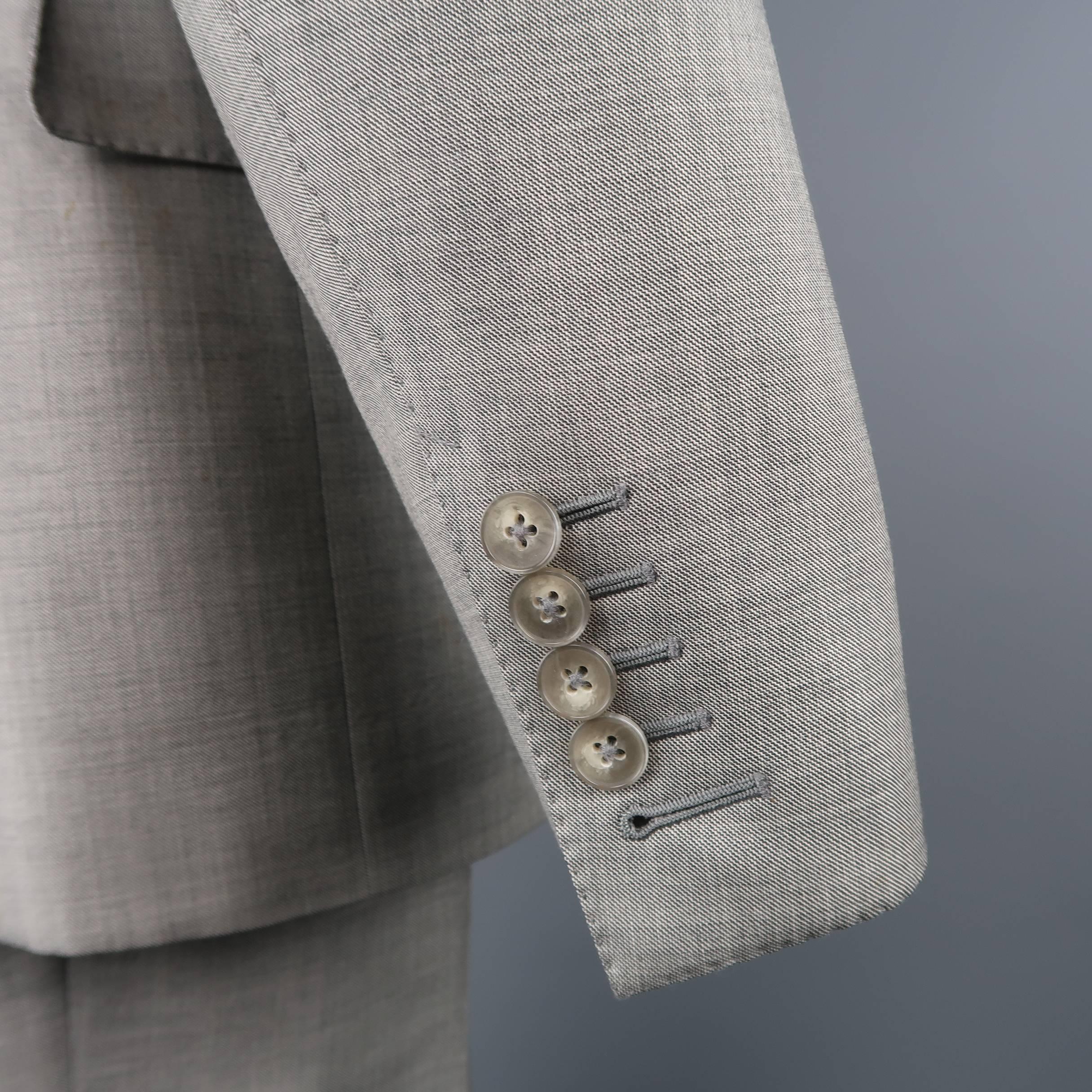 Gray Tom Ford Men's Light Grey Wool 2 Button Notch Lapel Suit
