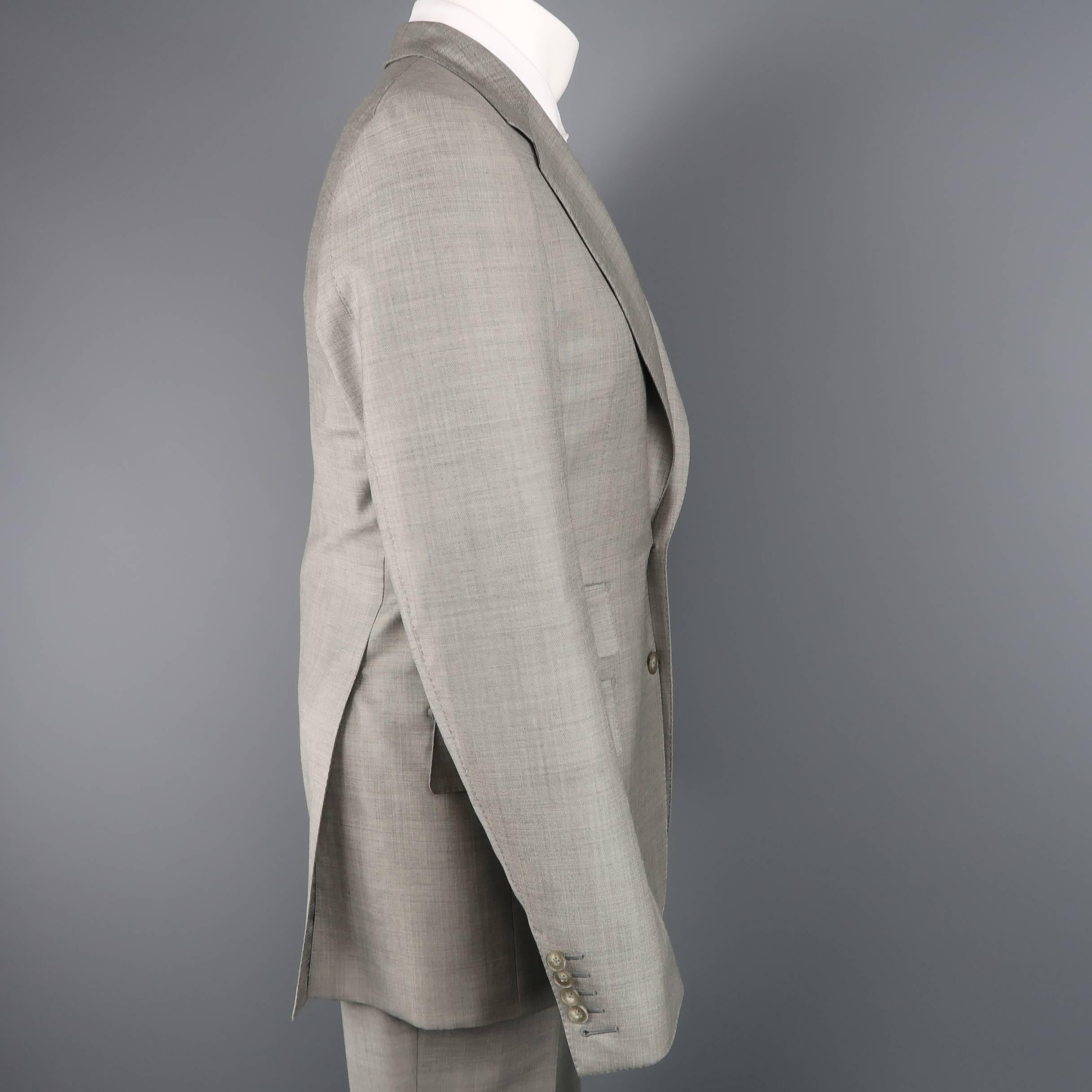 Herren-Anzug aus hellgrauer Wolle mit 2 Knöpfen und Revers von Tom Ford 3