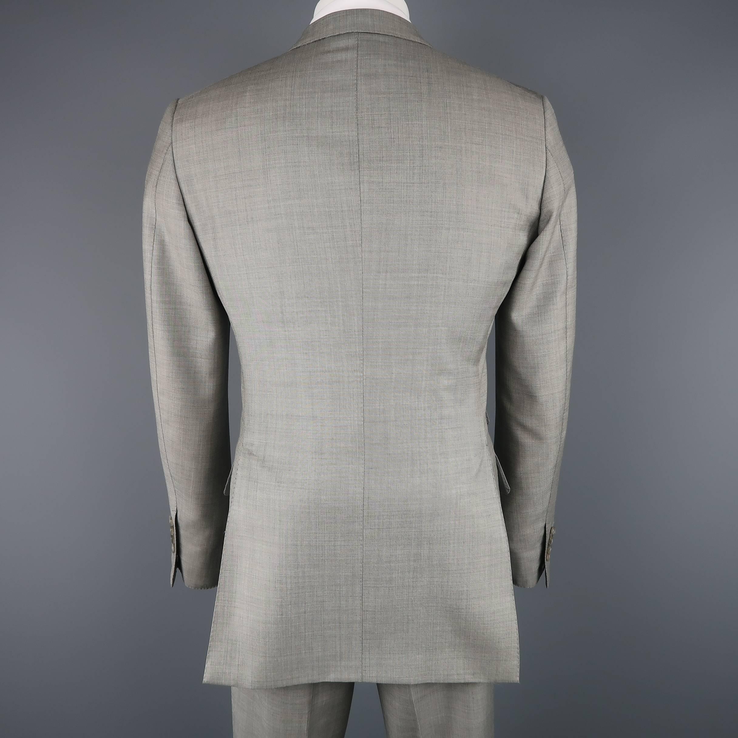 Herren-Anzug aus hellgrauer Wolle mit 2 Knöpfen und Revers von Tom Ford 4