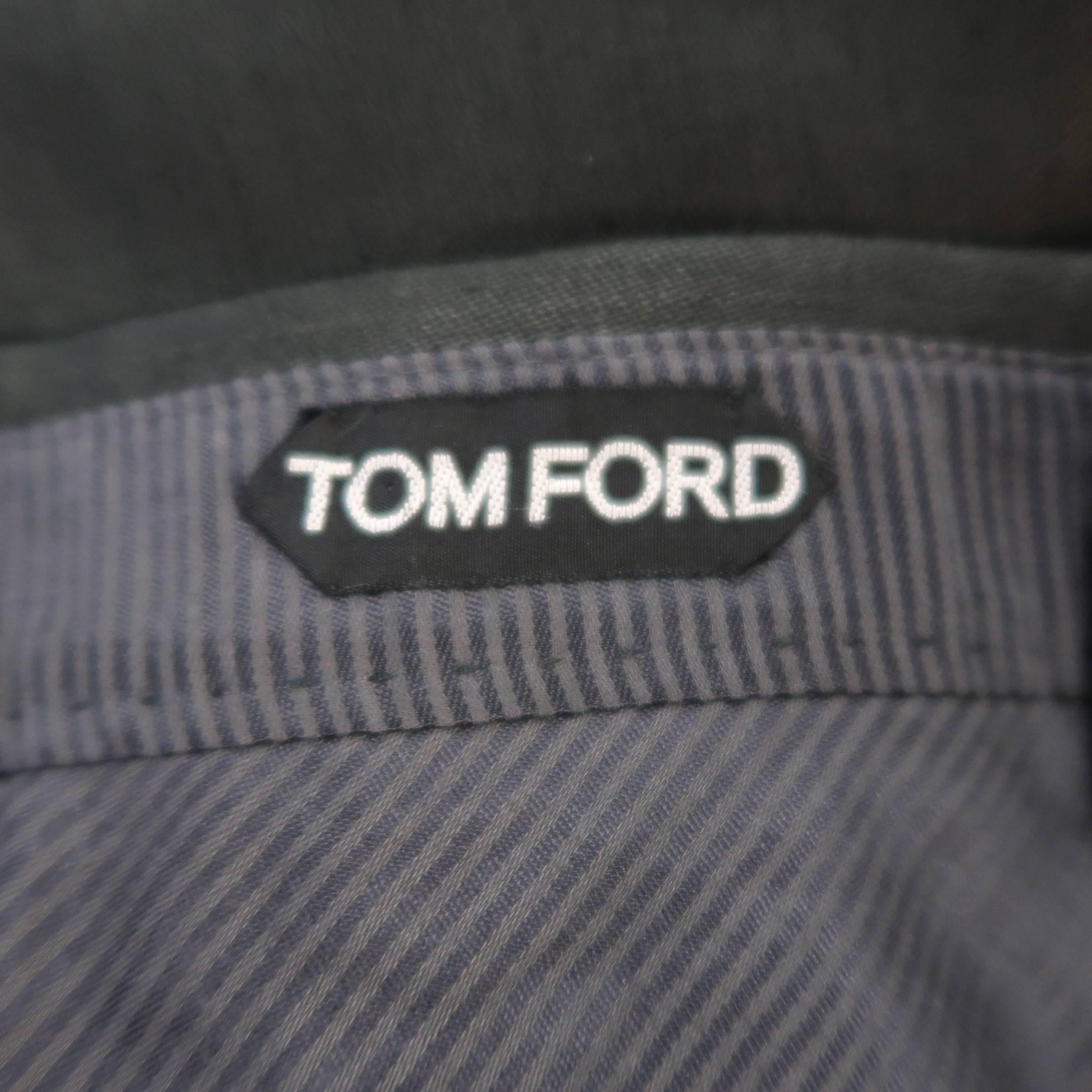Men's TOM FORD Size 31 Forest Green Heavy Linen Dress Pants In Fair Condition In San Francisco, CA