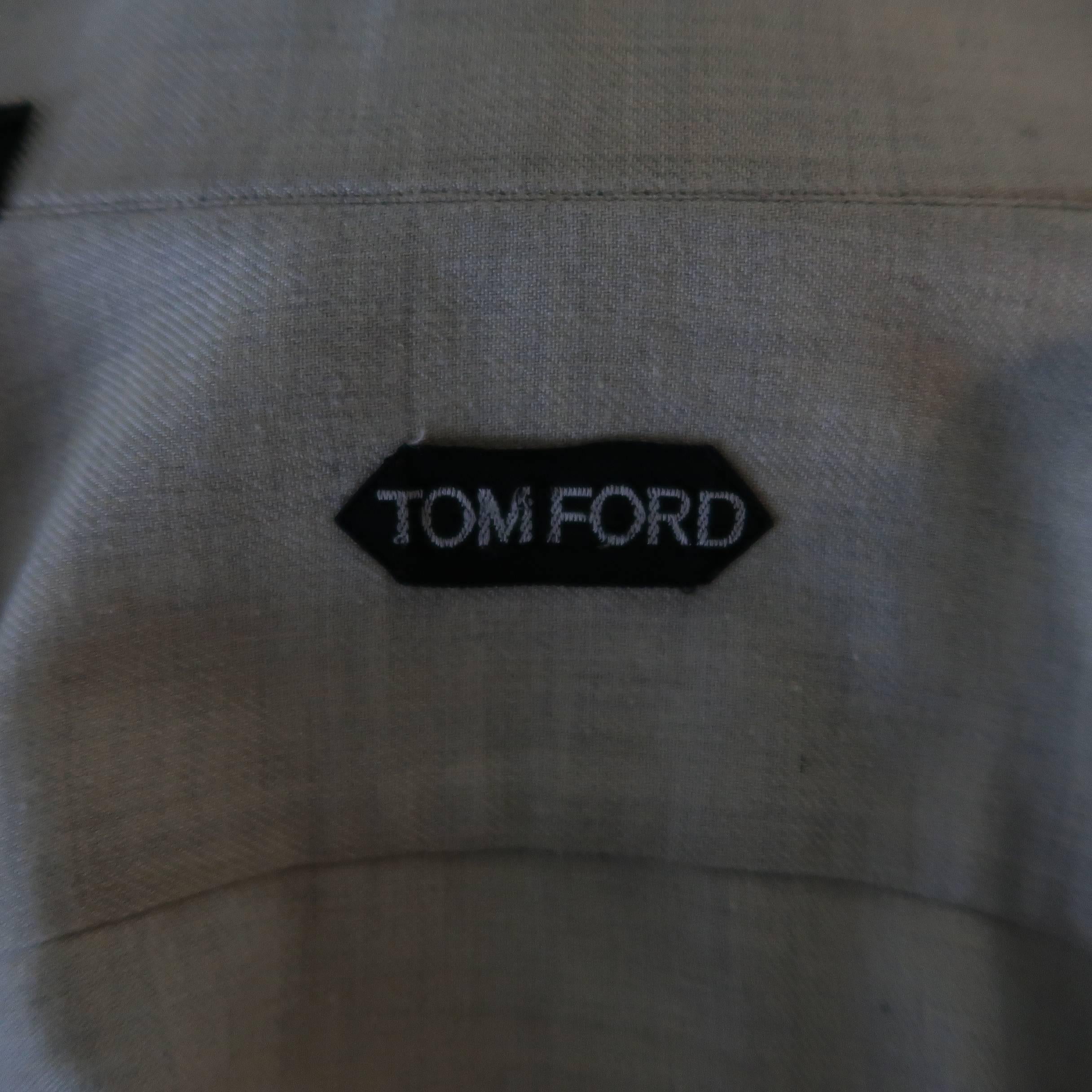 Men's TOM FORD Size S Oatmeal Beige Cotton Patch Pockets Long Sleeve Shirt 5