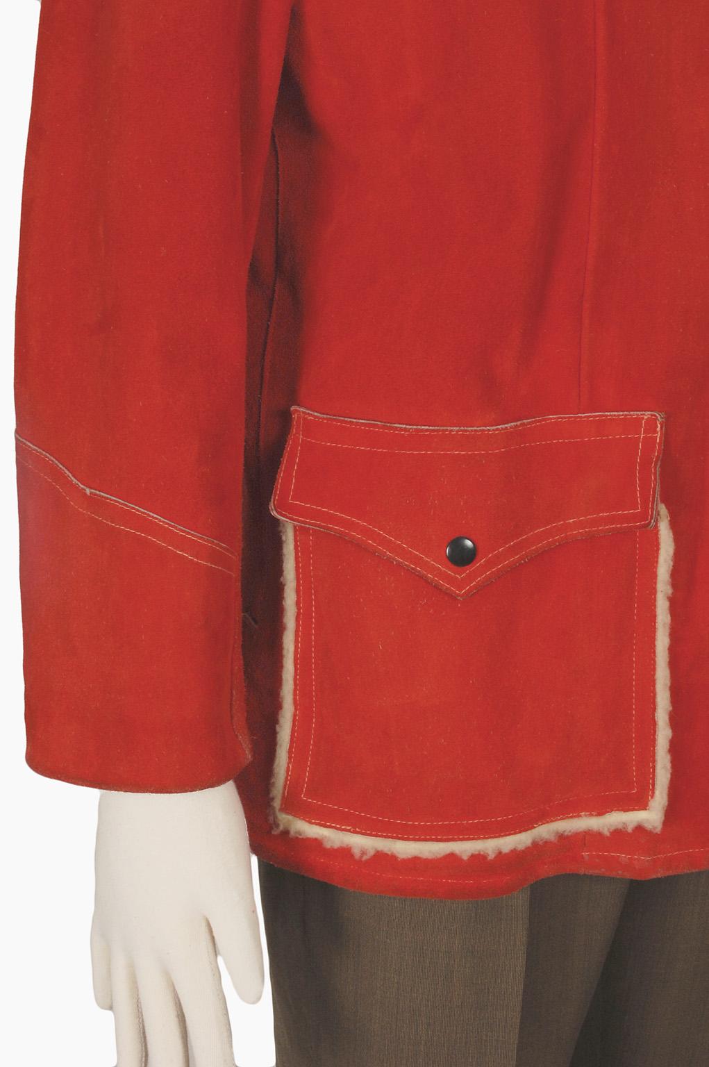 Men's Tomato J Bar C Suede Western Wear Chore Jacket w Fleece Lining – 42, 1960s In Good Condition For Sale In Tucson, AZ
