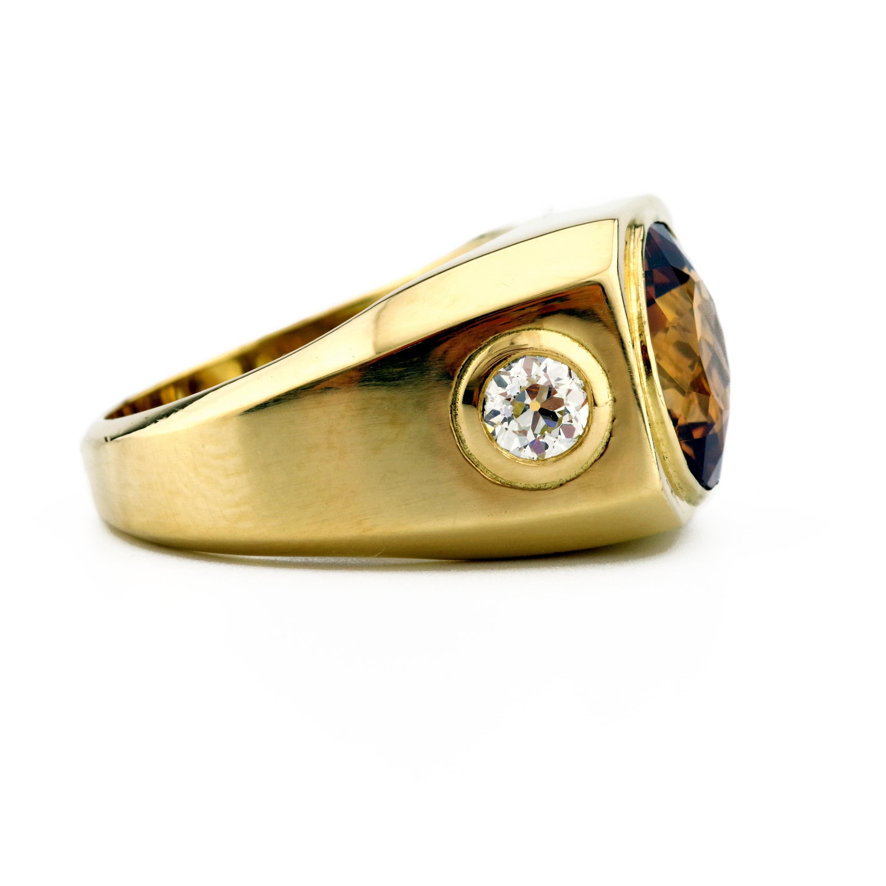 Contemporary Men's Precious Topaz Ring in Whiskey is Ruggedly Handsome