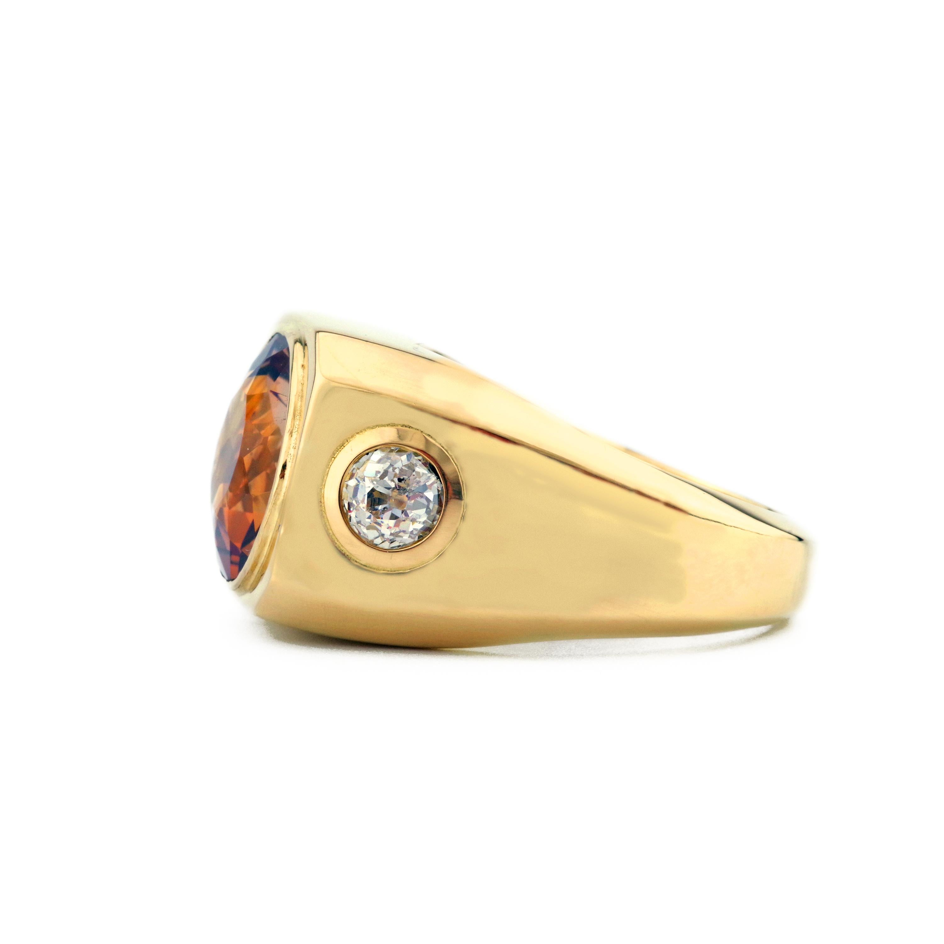 Men's Precious Topaz Ring in Whiskey is Ruggedly Handsome In Excellent Condition In Southbury, CT