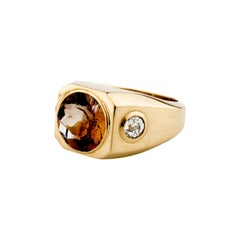 Bague pour homme en topaze précieuse de couleur whisky:: d'une élégance robuste