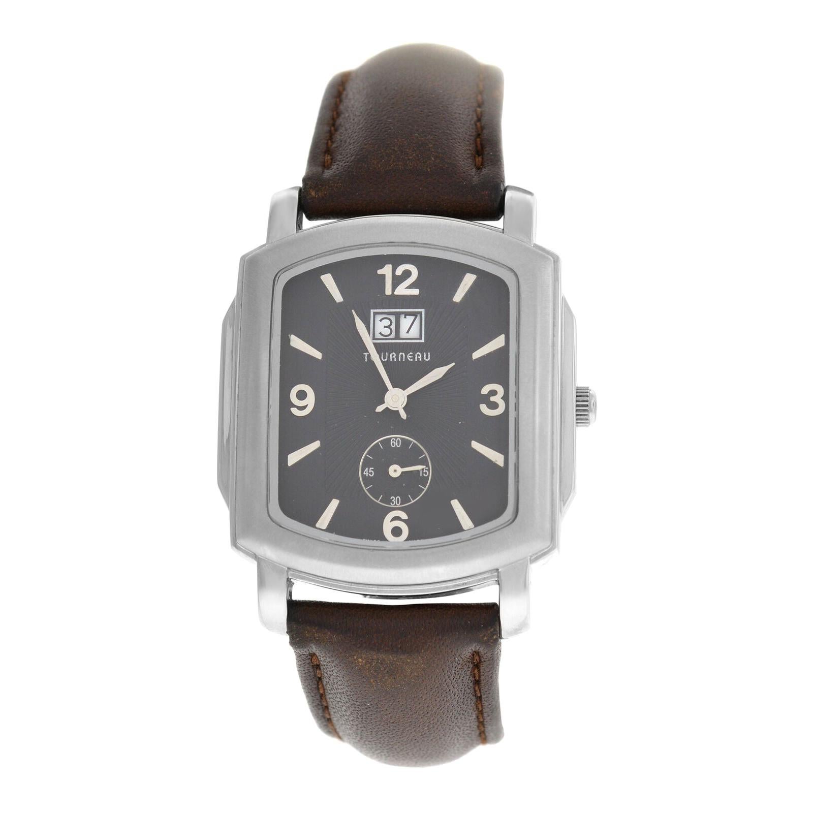 Men's Tourneau 409G-K02 Steel Date Quartz Watch For Sale