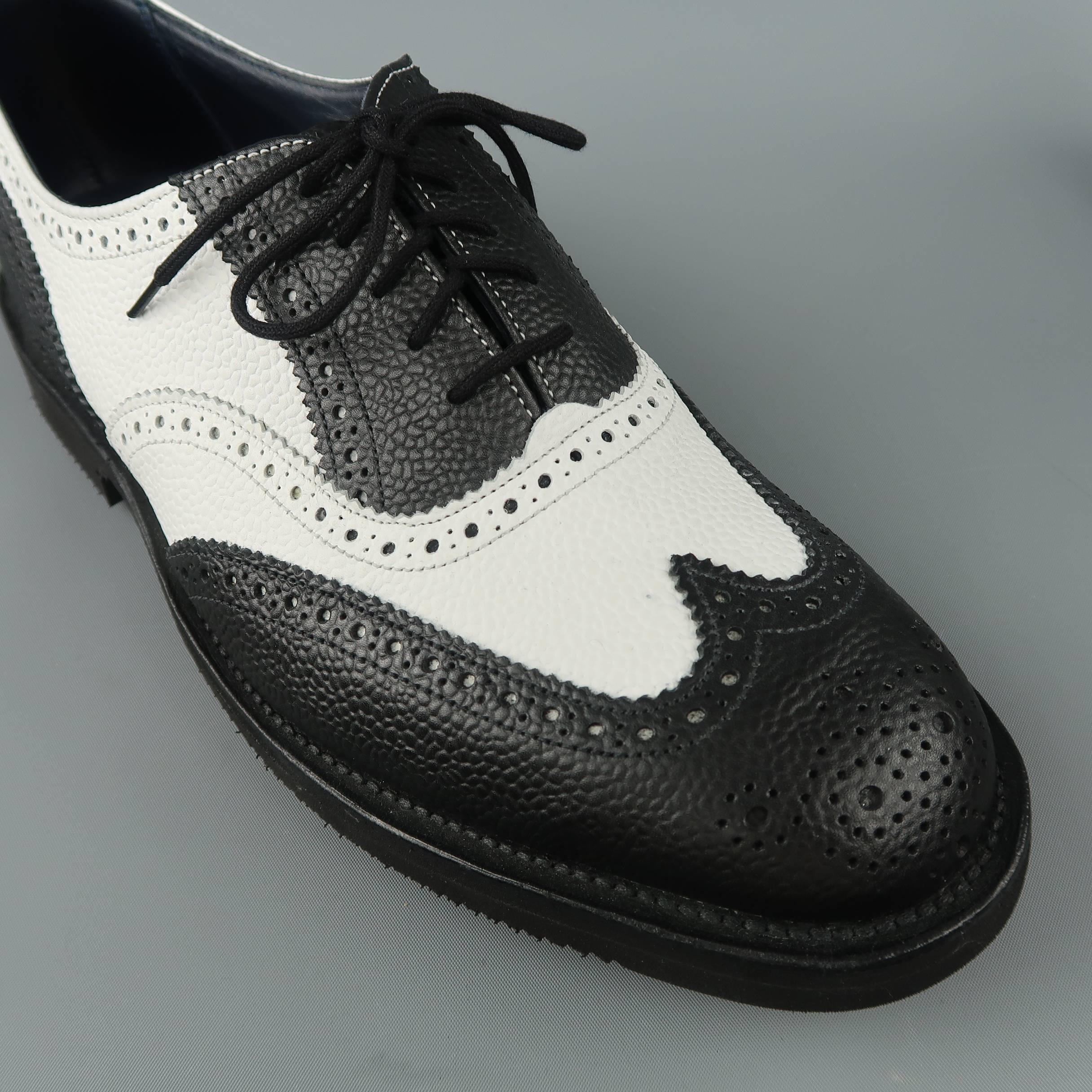 Men's TRICKER'S x JUNYA WATANABE Size 10 Black & White Leather Brogue Lace Up In New Condition In San Francisco, CA